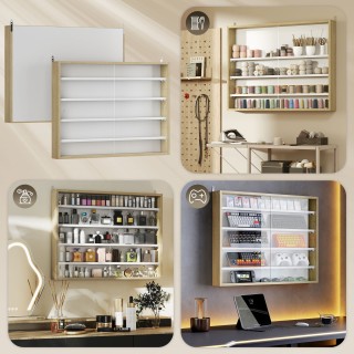 HOMCOM Βιτρίνα Αποθήκευσης με 4 Ρυθμιζόμενα Ράφια από Ξύλο με Γυάλι...