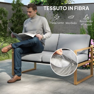 Outsunny Σετ Κήπου 4 Τεμαχίων με 2 Πολυθρόνες, Καναπέ και Τραπεζάκι...