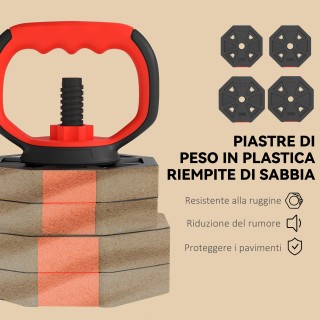 SPORTNOW Σετ Βαρών Γυμναστηρίου 4 σε 1 με Συνολικό Βάρος 30kg, Μετα...