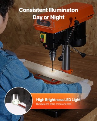 VEVOR Επιτραπέζιο Δράπανο 500W με Ρυθμιζόμενες Στροφές και Κλίση 0-...