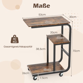 Πολυλειτουργικό βοηθητικό τραπέζι C-σχήματος  με 3 επιπέδων αποθηκε...