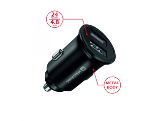 SWISSTEN Φορτιστής Αυτοκινήτου με 2 θύρες USB, 4,8 Α, Μεταλλικό Μαύ...