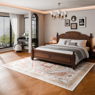 VEVOR Μεγάλο Χαλί 8 x 10 ft Αντιολισθητικό Καφέ Κόκκινο Vintage JXD...