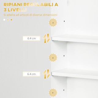 Kleankin Λευκή Ντουλάπα Μπάνιου Τοίχου με Διακοσμητική Πόρτα και Χρ...