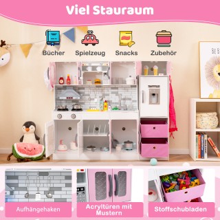 Costway Μεγάλο Ροζ Μοντέρνο Ξύλινο Κουζινικό Σετ με Φως & Ήχο και Ψ... Costway Μεγάλο Ροζ Μοντέρνο Ξύλινο Κουζινικό Σετ με Φως & Ήχο και Ψ...