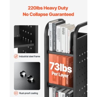 VEVOR Βιβλιοθήκη με Ρόδες 3 Επιπέδων Μαύρη LXTSGTCHS200UNMD3001V0 VEVOR Βιβλιοθήκη με Ρόδες 3 Επιπέδων Μαύρη LXTSGTCHS200UNMD3001V0