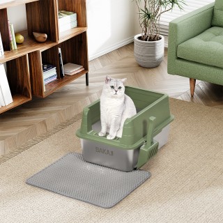 BAKAJI Πράσινη Ατσάλινη Λεκάνη Γάτας με Τάπητα, 50 x 35 x 15 εκ. Χω... BAKAJI Πράσινη Ατσάλινη Λεκάνη Γάτας με Τάπητα, 50 x 35 x 15 εκ. Χω...