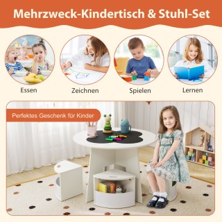 Costway  Σετ παιδικό τραπέζι και καρέκλες 5 τεμαχίων από ξύλο με 4 ...