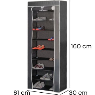 BAKAJI Παπουτσοθήκη Εξοικονόμησης Χώρου 9 Ραφιών Γκρι Αδιάβροχο Ύφα...