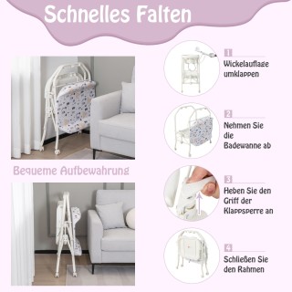 Costway Πτυσσόμενο Τραπέζι Αλλαξιέρας 4 σε 1 με Μπανιέρα και Λευκή ... Costway Πτυσσόμενο Τραπέζι Αλλαξιέρας 4 σε 1 με Μπανιέρα και Λευκή ...