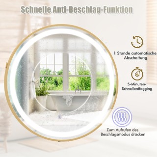 Costway Ρυθμιζόμενος Καθρέφτης Μπάνιου LED με 3 Χρώματα και Λειτου... Costway Ρυθμιζόμενος Καθρέφτης Μπάνιου LED με 3 Χρώματα και Λειτου...