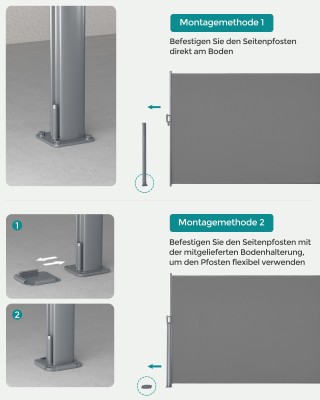 SONGMICS Αναδιπλούμενη Πλευρική Τέντα Γκρι 1.8 x 3.5 m GSA185G SONGMICS Αναδιπλούμενη Πλευρική Τέντα Γκρι 1.8 x 3.5 m GSA185G