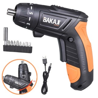 BAKAJI Μίνι Ηλεκτρικό Κατσαβίδι Ασύρματο Τρυπάνι με Μπαταρία και 10...
