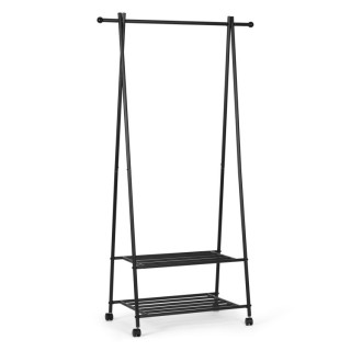 Μεταλλική Επιδαπέδια Κρεμάστρα με 2 Ράφια 65 x 42 x 161 cm Μαύρο GH...