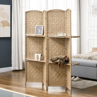 HOMCOM  Εσωτερικό παραβάν με 4 πτυσσόμενα πάνελ και ράφια 160x170 c...