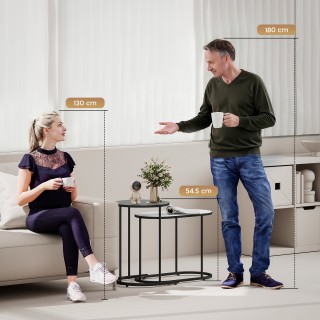 Σετ 2 Στοιβαζόμενα Τραπεζάκια Σαλονιού με Μεταλλικό Πλαίσιο  Ø38 x ...