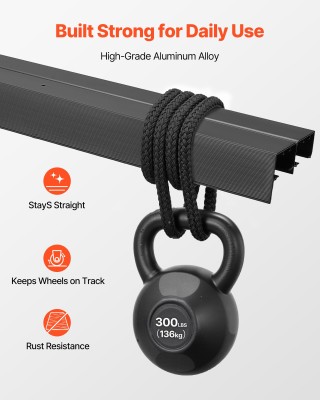 VEVOR Σετ Μηχανισμού Συρόμενης Πόρτας Αλουμινίου, Διπλής Διαδρομής,...