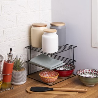 Galileo Γωνιακό ράφι με 2 επίπεδα από σίδερο 245x235x20 cm σε σατιν...