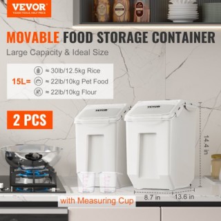 VEVOR Δοχείο Αποθήκευσης Υλικών 2x15L με Ρόδες & Αεροστεγές Καπάκι... VEVOR Δοχείο Αποθήκευσης Υλικών 2x15L με Ρόδες & Αεροστεγές Καπάκι...