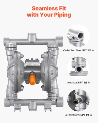 VEVOR Αντλία Διπλού Διαφράγματος, Χωρητικότητα 24.98 LPM, Αλουμινέν... VEVOR Αντλία Διπλού Διαφράγματος, Χωρητικότητα 24.98 LPM, Αλουμινέν...