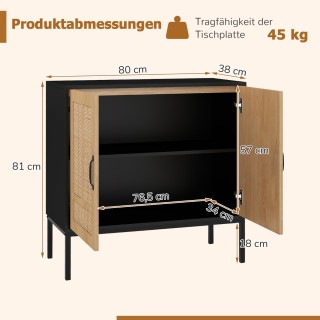 Costway Μαύρο Μπουφές Ρατάν με Ρυθμιζόμενο Ράφι και 2 Πόρτες 80 x ... Costway Μαύρο Μπουφές Ρατάν με Ρυθμιζόμενο Ράφι και 2 Πόρτες 80 x ...
