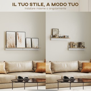 HOMCOM Σετ 2 Ξύλινες Ραφιέρες Τοίχου για Σπίτι και Γραφείο, 80x16.5...