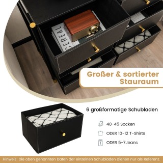 Συρταριέρα Αποθήκευσης με 6 Υφασμάτινα Συρτάρια  89 x 30 x 76,5 Μαύ...