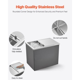 VEVOR Ανοξείδωτος Κάδος Πάγου 27.1L QRSCBC201BXGYNI9J002V0