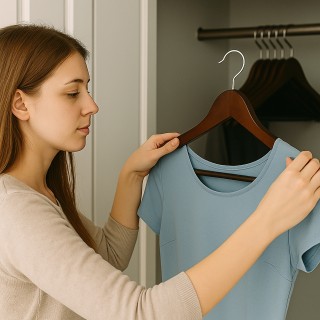 BAKAJI Σετ 12 Ξύλινες Κρεμάστρες με Μπάρα Παντελονιών για Οργάνωση ...