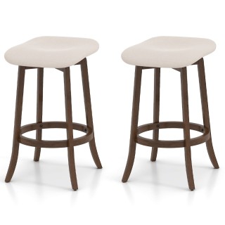 Costway Σετ 2 Περιστρεφόμενα Μπαρ Σκαμπό με Ταπετσαρισμένα Καθίσματ...