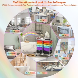 Costway Κινητό Καρότσι Αποθήκευσης με 12 Συρτάρια και Χρωμιωμένο Μ... Costway Κινητό Καρότσι Αποθήκευσης με 12 Συρτάρια και Χρωμιωμένο Μ...