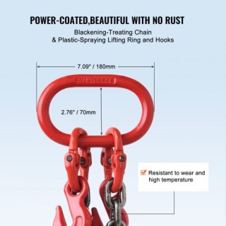 Αλυσίδα Ανύψωσης VEVOR 3/8 x 6 με 2 Σκέλη και Γάντζους 11000 lbs  D...