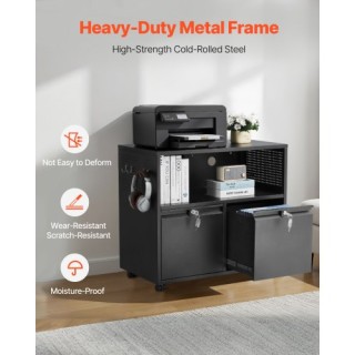 VEVOR Μεταλλική Πλαϊνή Συρταριέρα 2 Συρταριών με Κλειδαριά και Κρεμ...