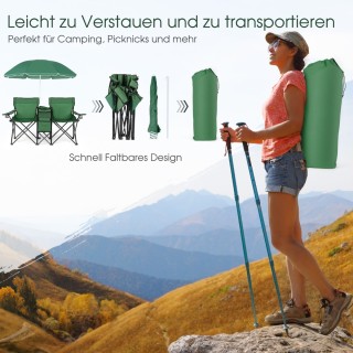 Costway Διθέσια Καρέκλα Κάμπινγκ με Ομπρέλα - Πτυσσόμενη Καρέκλα Ψα...