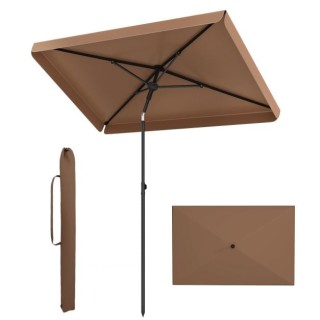 Costway Ορθογώνια Ομπρέλα Μπαλκονιού 200 x 130 cm με Κλίση, Καφέ NP...