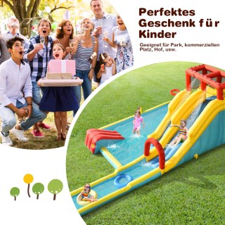 Costway Φουσκωτό Κάστρο με Διπλές Τσουλήθρες, Αναρρίχηση και Νεροπί...