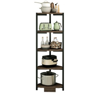 BAKAJI  Γωνιακή Ραφιέρα 5 Ραφιών Μέταλλο Ξύλο Βιβλιοθήκη Γωνίας Πολ...