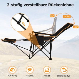 Costway  Πολυλειτουργική Καρέκλα Camping με Αποσπώμενο Υποπόδιο και...