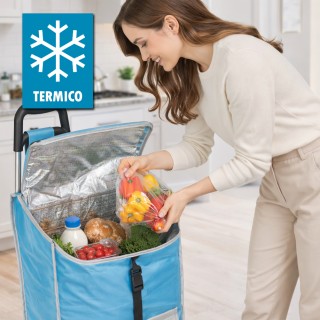 BAKAJI Καρότσι Τρόλεϊ Ψυγείο Zeus Μπλε με Ρόδες και Εργονομική Λαβή...