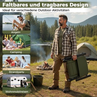 Costway Αναδιπλούμενη Καρέκλα Κάμπινγκ Βαρέως Τύπου για Ενήλικες, Π...