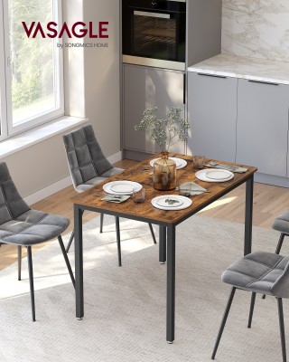 VASAGLE Τραπέζι τραπεζαρίας 70x110x77 εκ. για 4 άτομα, καφέ-μαύρο, ...