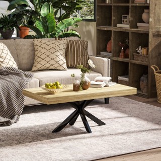 HOMCOM Τραπεζάκι Καφέ Βιομηχανικού Στυλ από Ξύλο και Ατσάλι 110x60x...