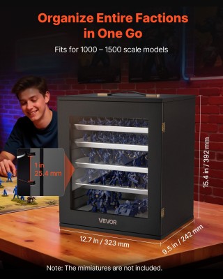 VEVOR Θήκη Αποθήκευσης Μινιατούρων Ξύλινη, 5 Δίσκοι & 11 Θέσεις, Δι...