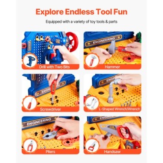 VEVOR Παιδικός Πάγκος Εργασίας με 181 Εργαλεία και Ηλεκτρικό Τρυπάν... VEVOR Παιδικός Πάγκος Εργασίας με 181 Εργαλεία και Ηλεκτρικό Τρυπάν...