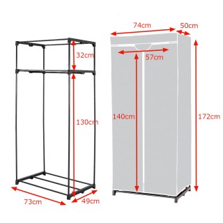Costway  Ντουλάπα υφασμάτινη με ράγα ρούχων, 75 x 50 x 170 εκ., Γκρ...