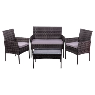 Galileo Σετ κήπου 4 θέσεων με μαξιλάρια σε χρώμα taupe, κορυφή τραπ...