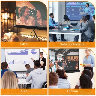 HOMCOM Οθόνη Προβολής Αναδιπλούμενη 100 Διαστάσεις 16:9 με Ρυθμιζόμ...