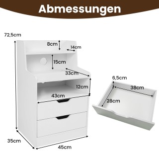 Costway Λευκό Κομοδίνο με LED Φώτα & Σταθμό Φόρτισης, 2 Συρτάρια & ... Costway Λευκό Κομοδίνο με LED Φώτα & Σταθμό Φόρτισης, 2 Συρτάρια & ...