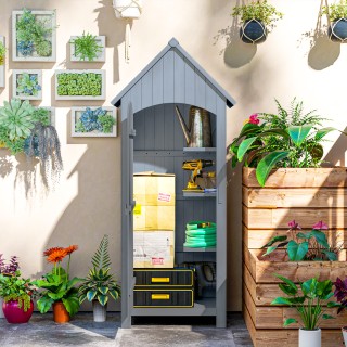 Outsunny Ξύλινη Αποθήκη Εργαλείων με 3 Ράφια και Αδιάβροχη Σκεπή απ... Outsunny Ξύλινη Αποθήκη Εργαλείων με 3 Ράφια και Αδιάβροχη Σκεπή απ...