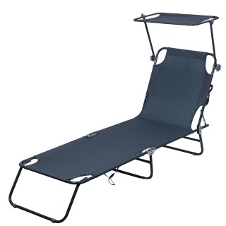 Galileo Αναδιπλούμενη ξαπλώστρα παραλίας με σκίαστρο, με ατσάλινο σ...